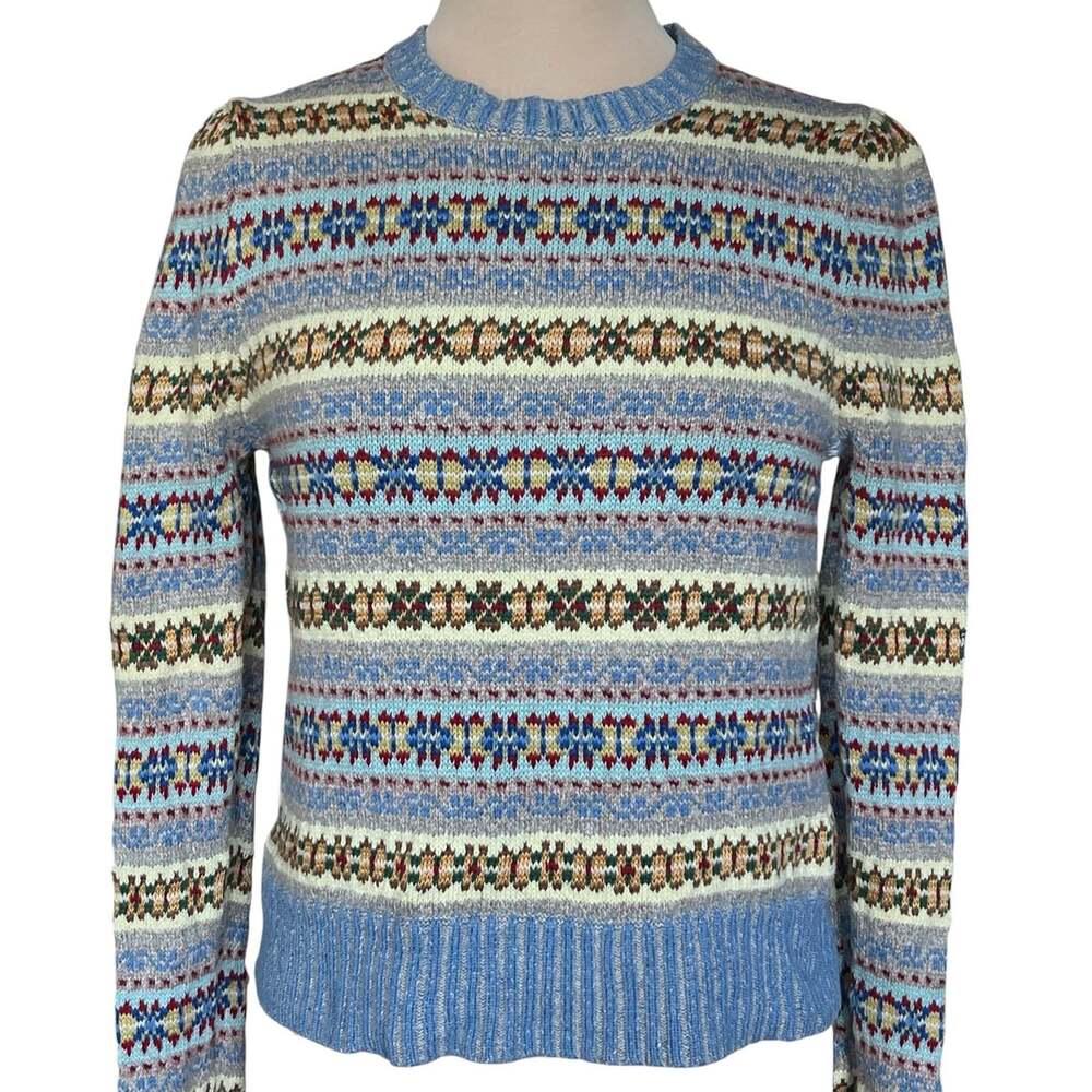Polo by Ralph Lauren Light Blue Multi-Color Fair Isle Crewneck Sweater